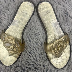 Stuart Weitzman Gold Floral Sandals